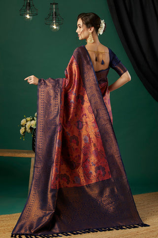 Multi Colour Silk Handloom Weaving Saree