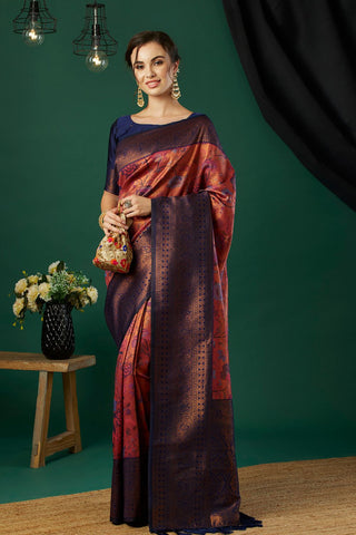 Multi Colour Silk Handloom Weaving Saree