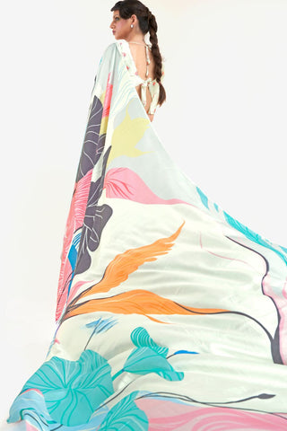 Multi Colour Digital Printed Soft Creep Saree