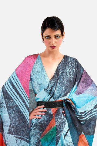 Multi Colour Digital Printed Soft Creep Saree