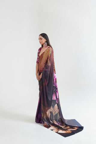 Multi Colour Digital Printed Silk Saree