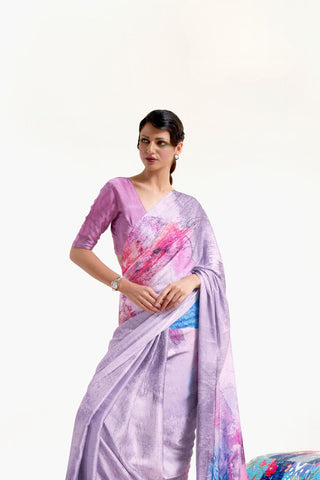 Multi Colour Digital Printed Soft Creep Saree