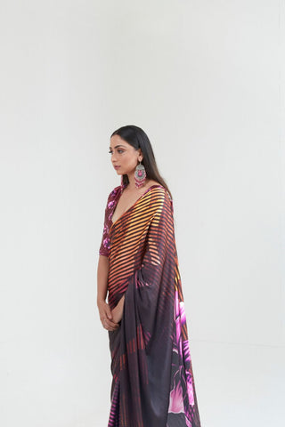 Multi Colour Digital Printed Silk Saree