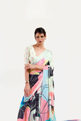 Multi Colour Digital Printed Soft Creep Saree