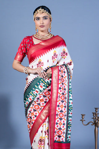 Multi Colour Silk With Luxury Print And Glory Finish Saree