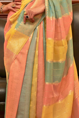 MULTI COLOUR ORGANAZA SEQUINS - VALUE ADDED SAREE