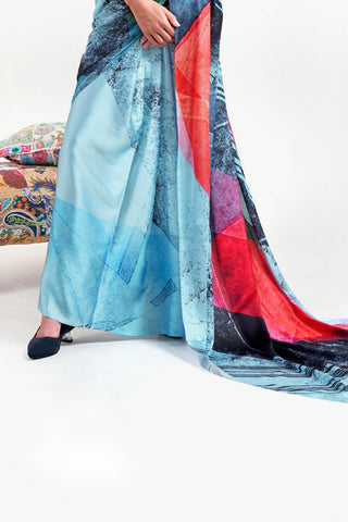 Multi Colour Digital Printed Soft Creep Saree