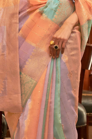 MULTI COLOUR ORGANAZA SEQUINS - VALUE ADDED SAREE