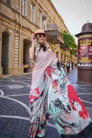 MULTI COLOUR PURE SILK CREPE DIGITAL PRINT SAREE