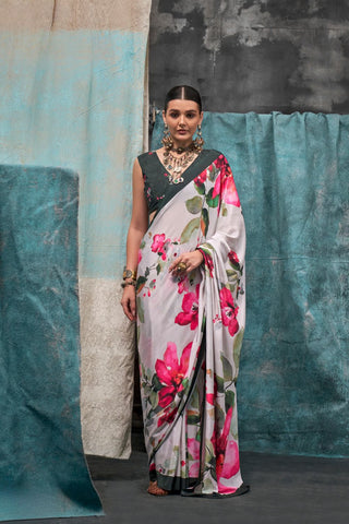 MULTI COLOUR PRINTED PURE SILK CREPE SAREES