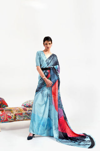 Multi Colour Digital Printed Soft Creep Saree