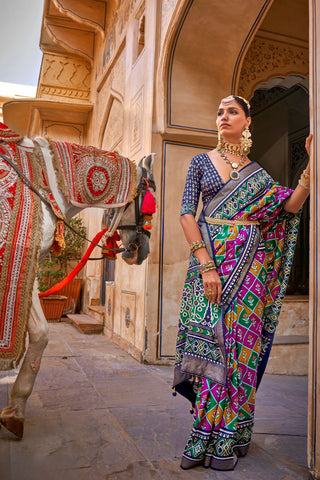 Multi Colour Banarasi Patola Silk Saree