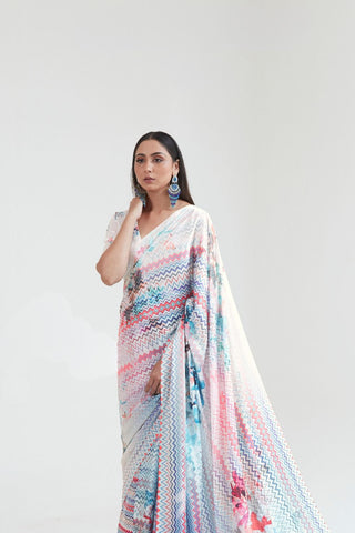 Multi Colour Digital Printed Silk Saree