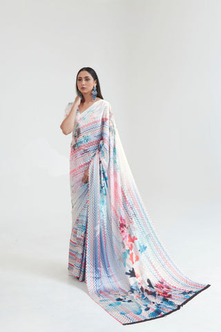 Multi Colour Digital Printed Silk Saree