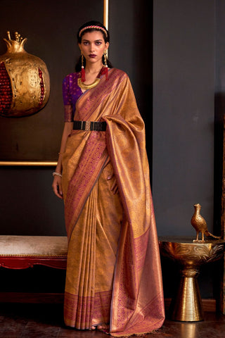 MUSTARD HANDLOOM WEAVING SILK SAREE