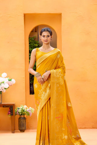 Mustard Dola Silk Saree