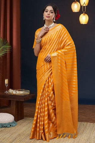 Mustard Pure Georgette Saree_Kumari Sarees