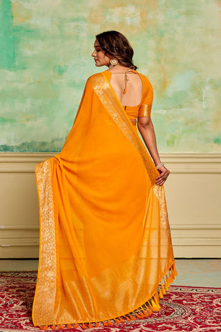Mustard Crepe Georgette Saree