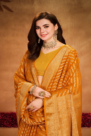 Mustard Georgette Silk Saree_Kumari Sarees