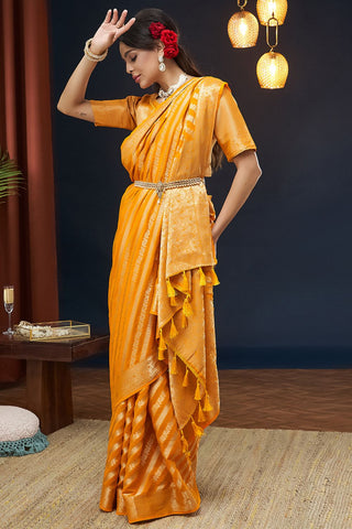 Mustard Pure Georgette Saree_Kumari Sarees