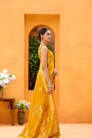 Mustard Dola Silk Saree