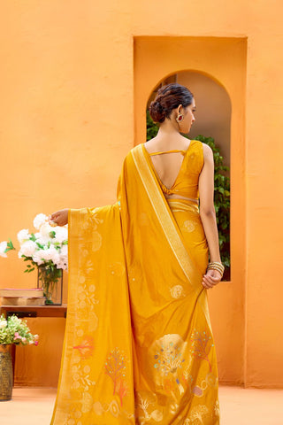 Mustard Dola Silk Saree