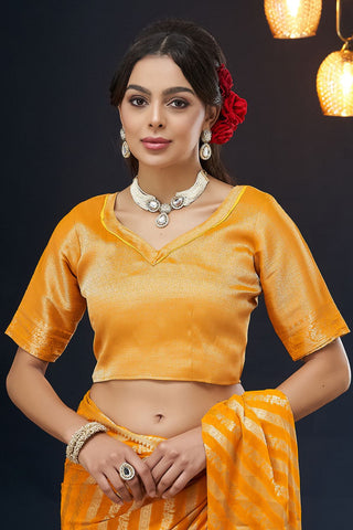 Mustard Pure Georgette Saree_Kumari Sarees