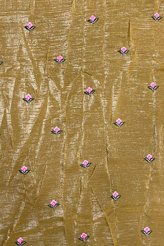 Mustard Sequins Silk Embroidery Thread Work Saree_Kumari Sarees
