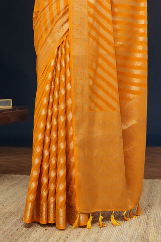 Mustard Pure Georgette Saree_Kumari Sarees