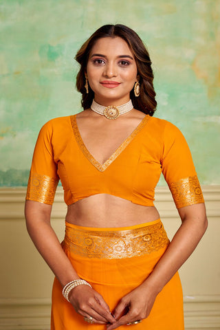 Mustard Crepe Georgette Saree