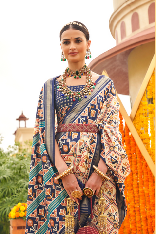 NAVY BLUE BANARASI PATOLA SILK SAREES