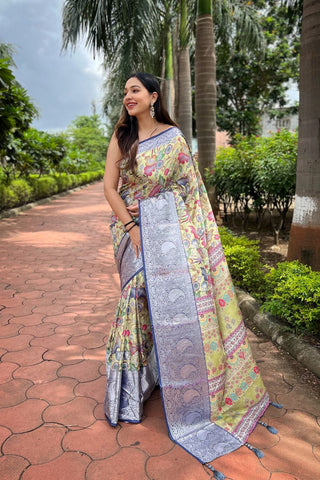 NAVY BLUE TUSSAR DOLA SATIN SILK SAREE