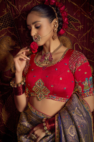 Navy Blue Pure Viscous Dola Saree_Kumari Sarees