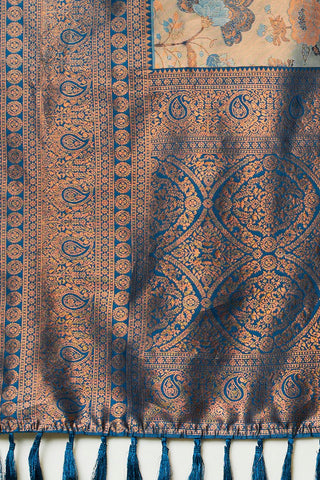 Navy Blue Silk Handloom Weaving Saree_Kumari Sarees