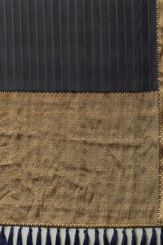 Navy Blue Chiffon Silk Saree_Kumari Sarees