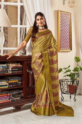 OLIIVE_GREEN_PURE_SATIN_DIGITAL_SAREES_1