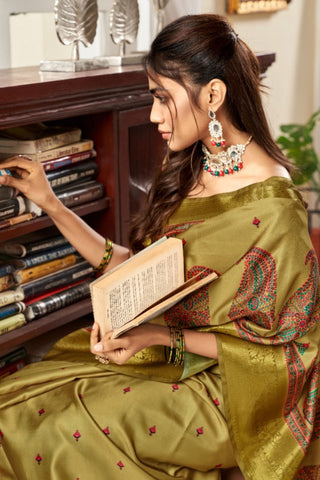 OLIIVE_GREEN_PURE_SATIN_DIGITAL_SAREES_1