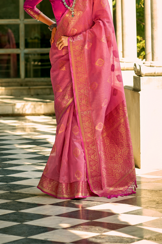 ONION PINK TISSUE SILK SAREE