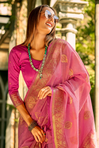 ONION PINK TISSUE SILK SAREE