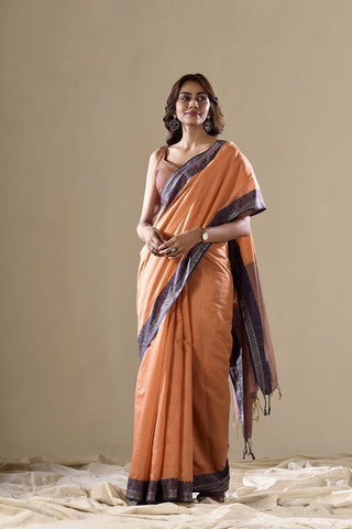 ORANGE HANDLOOM COTTON SAREE