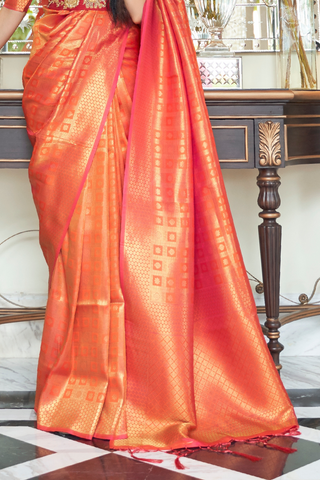 ORANGE KANJEEVARAM HANDLOOM SILK SAREE 