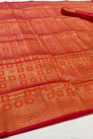 ORANGE KANJEEVARAM HANDLOOM SILK SAREE 