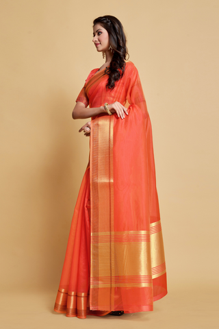 ORANGE ORGANZA SAREE