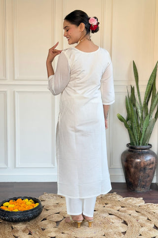  Off White Viscose Chanderi Silk Kurta Set_Kumari Sarees