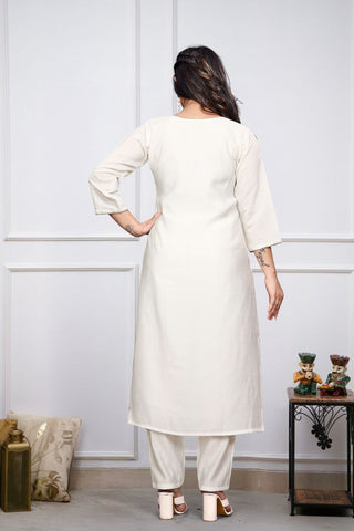 Off White Women Embroidered Chanderi Silk Kurta Set_Kumari Sarees