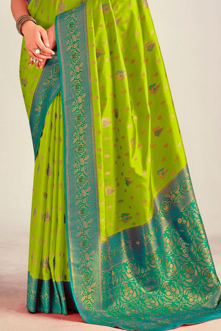 OLIVE GREEN SOFT SILK SAREE