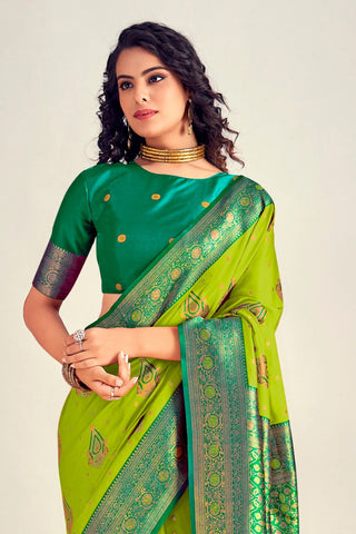 OLIVE GREEN SOFT SILK SAREE