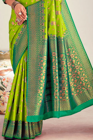 OLIVE GREEN SOFT SILK SAREE