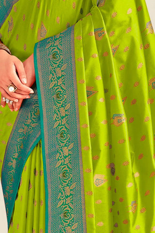 OLIVE GREEN SOFT SILK SAREE