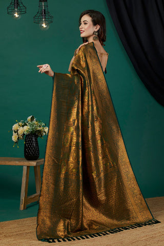 Olive Green Soft Kanjeevaram Silk Saree _Kumari Sarees
